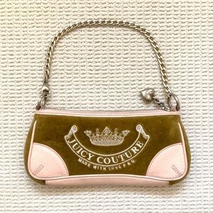 Rare Juicy Couture Vintage Velour Olive/Pink Handbag